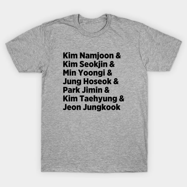 BTS Bandmates Names - Army Fans T-Shirt by We Love Pop Culture